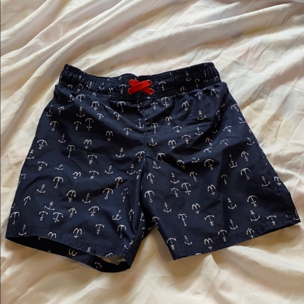 Cat & Jack Blue/White Anchor Swim Trunks - 5T